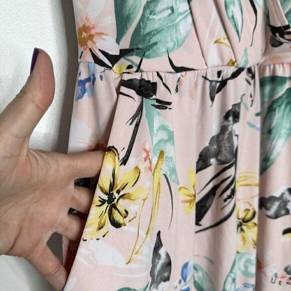 Bcbgeneration Jumpsuit Floral Pink Size S tie ankle Criss Cross Strappy Back - Picture 6 of 12